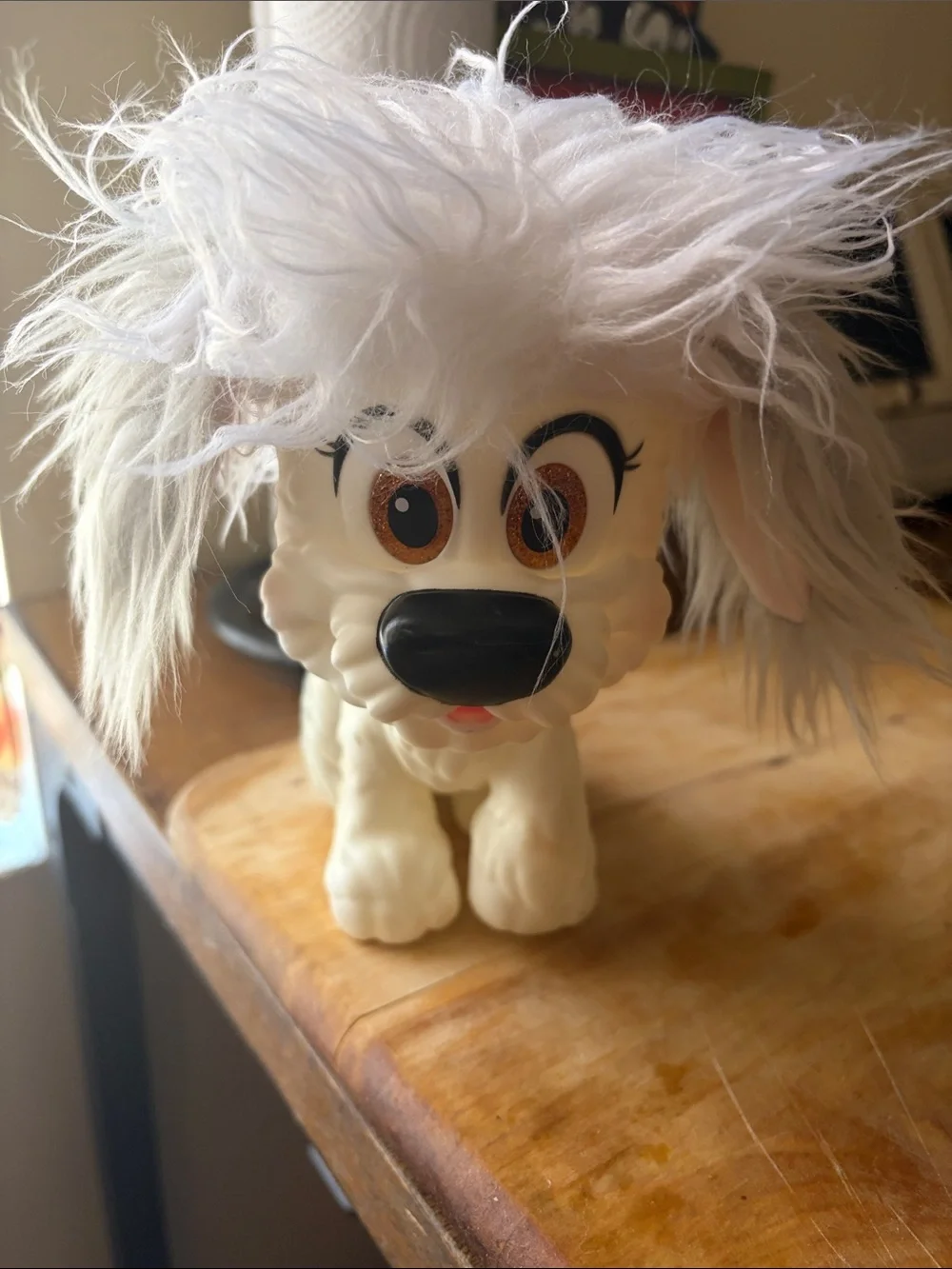 Disney White Plush-Head Dog Toy with Fluffy Ears